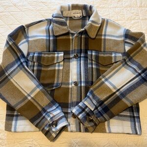 For The Republic Blue and Brown Plaid Shirt